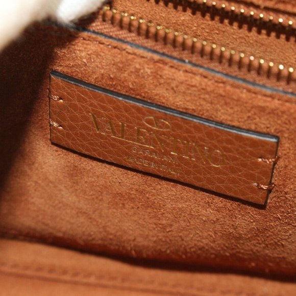 Valentino Caramel Brown Roma Stud 2way Crossbody Hammered GHW 1VAL0509 - Picture 11 of 12